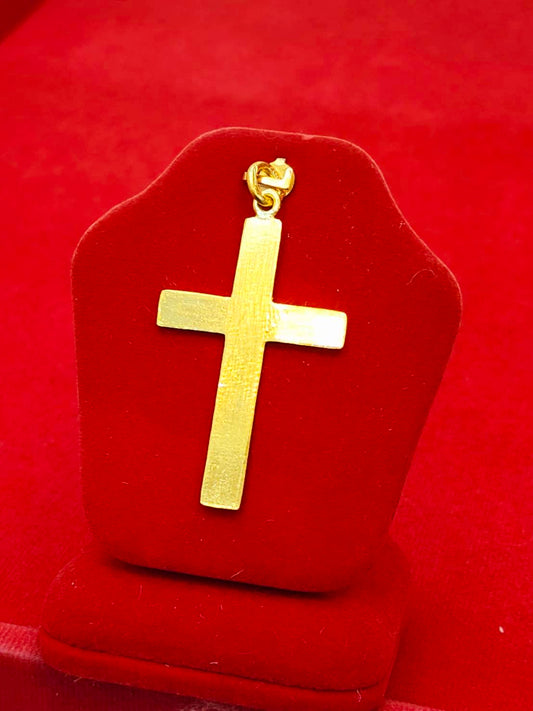 Square Cross Pendant, 23K Gold