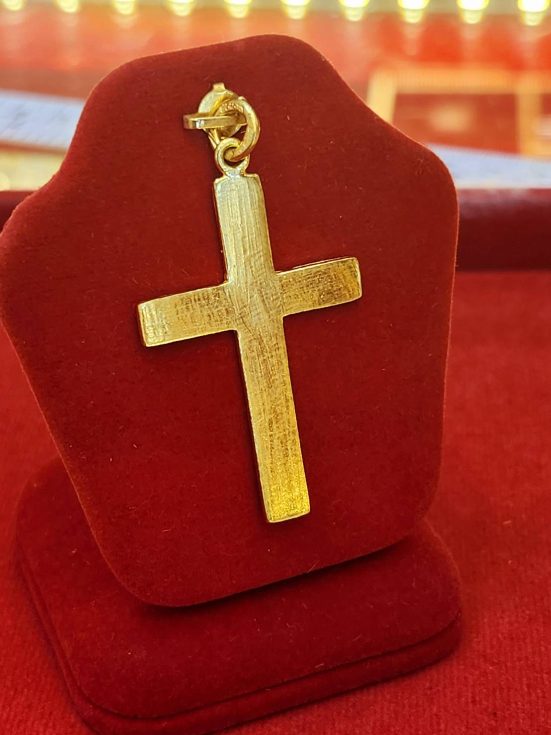 Square Cross Pendant, 23K Gold