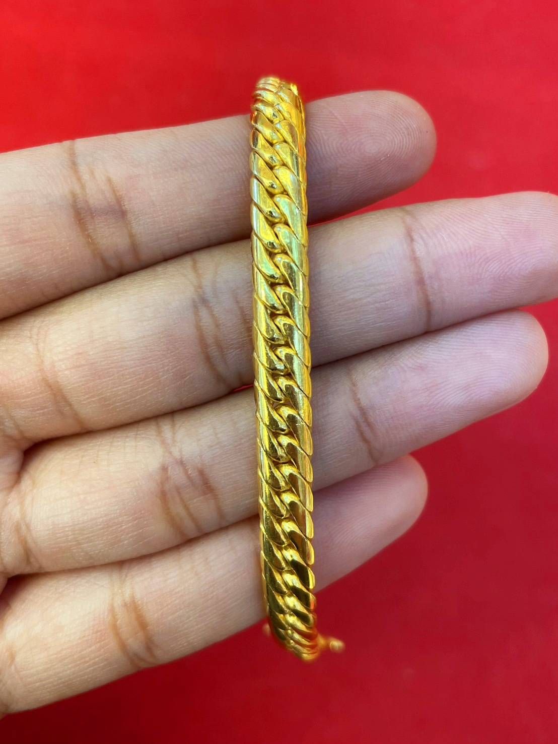 Tight Cuban Bracelet, 24K Gold