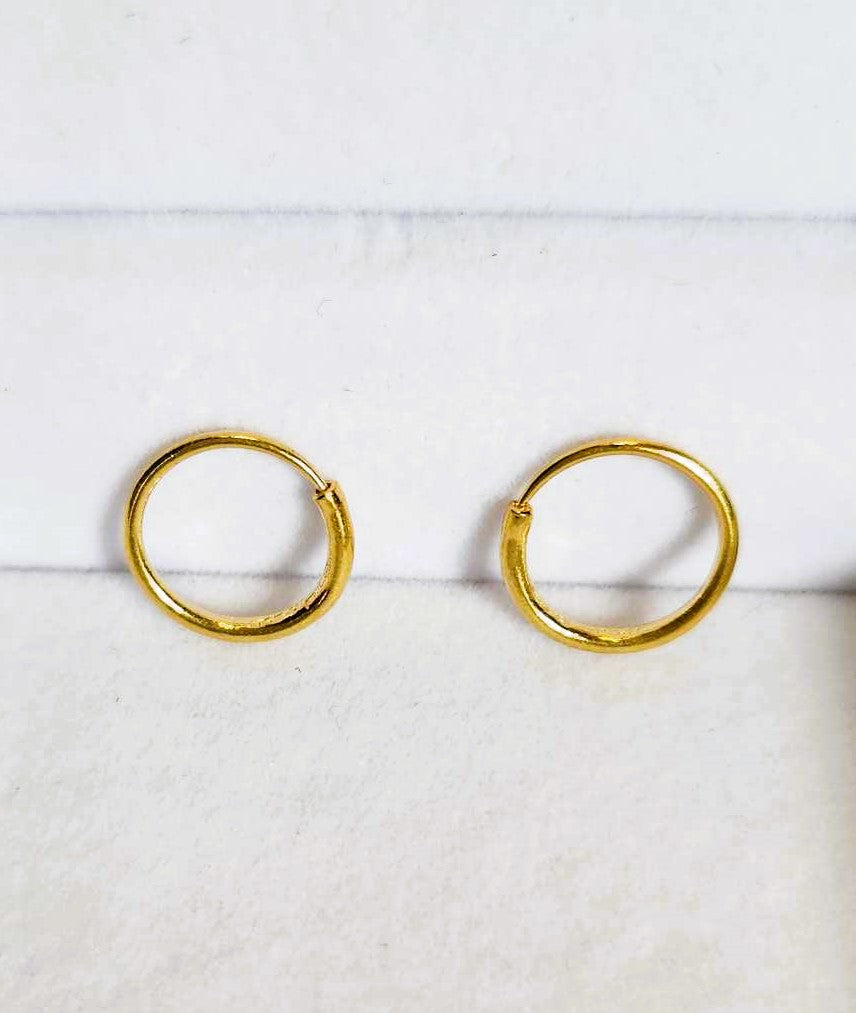 Simple Hoop Earrings, 23K Gold