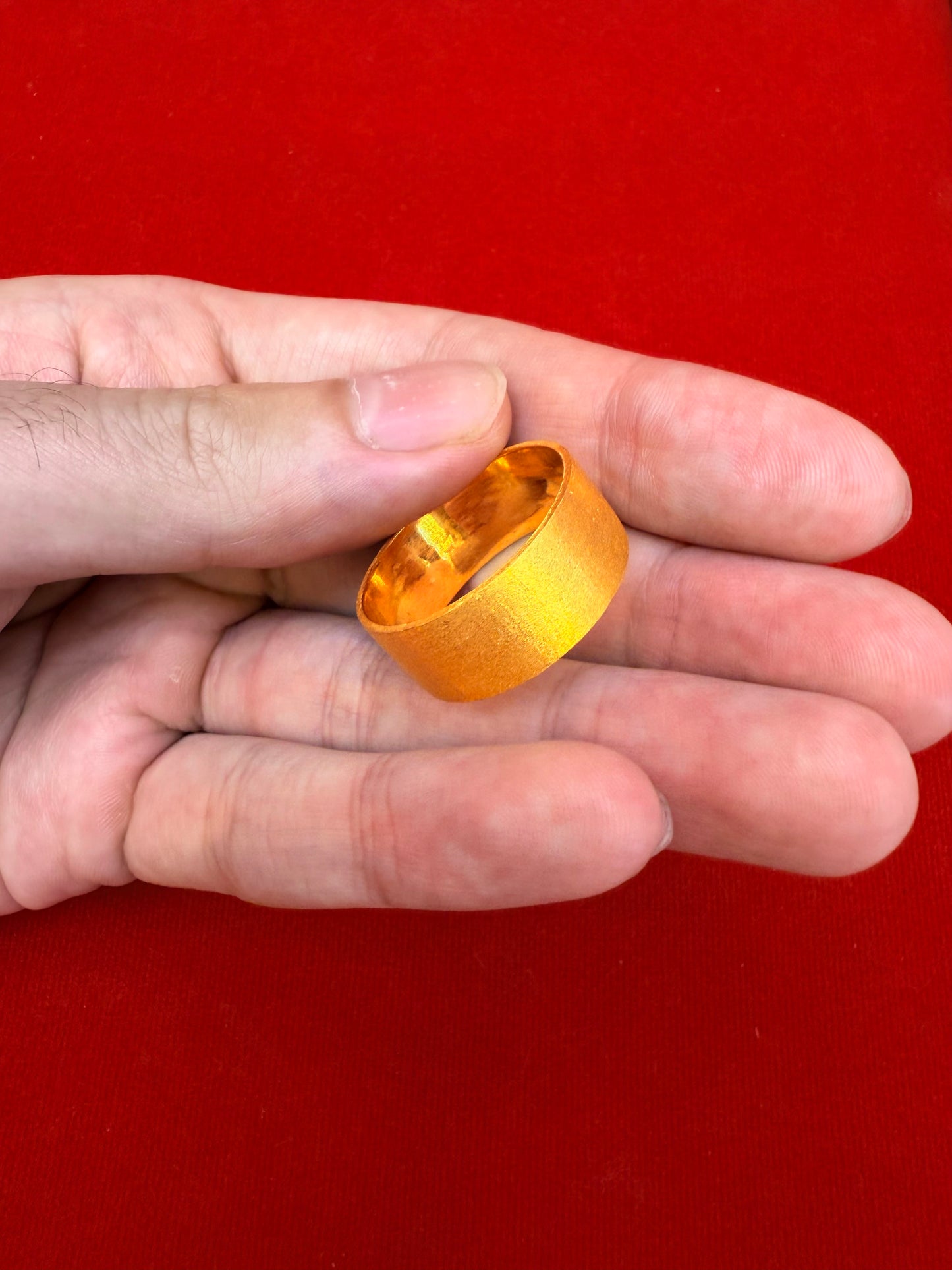 Brushed Flat Band Ring, 24K Gold