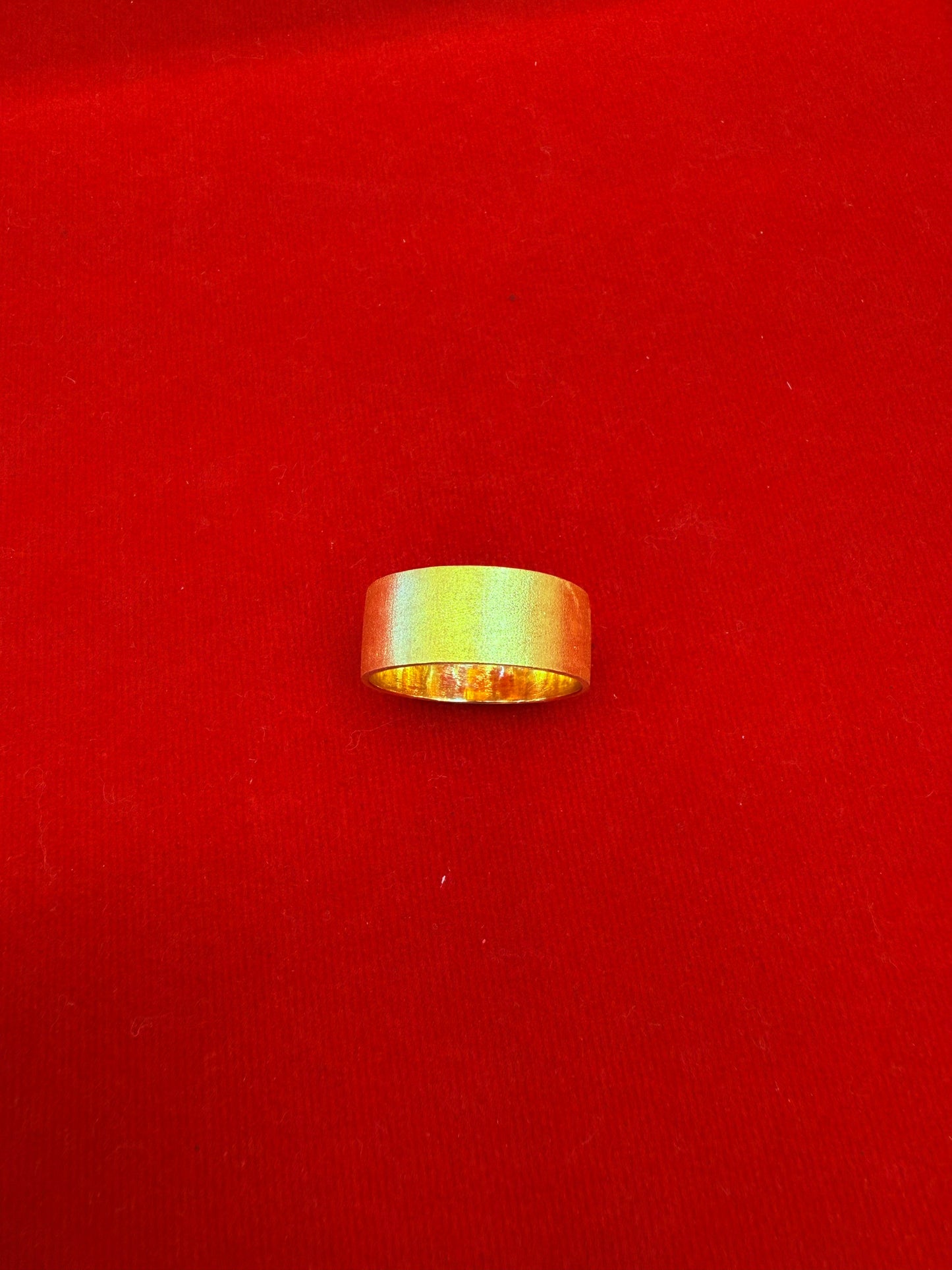 Brushed Flat Band Ring, 24K Gold
