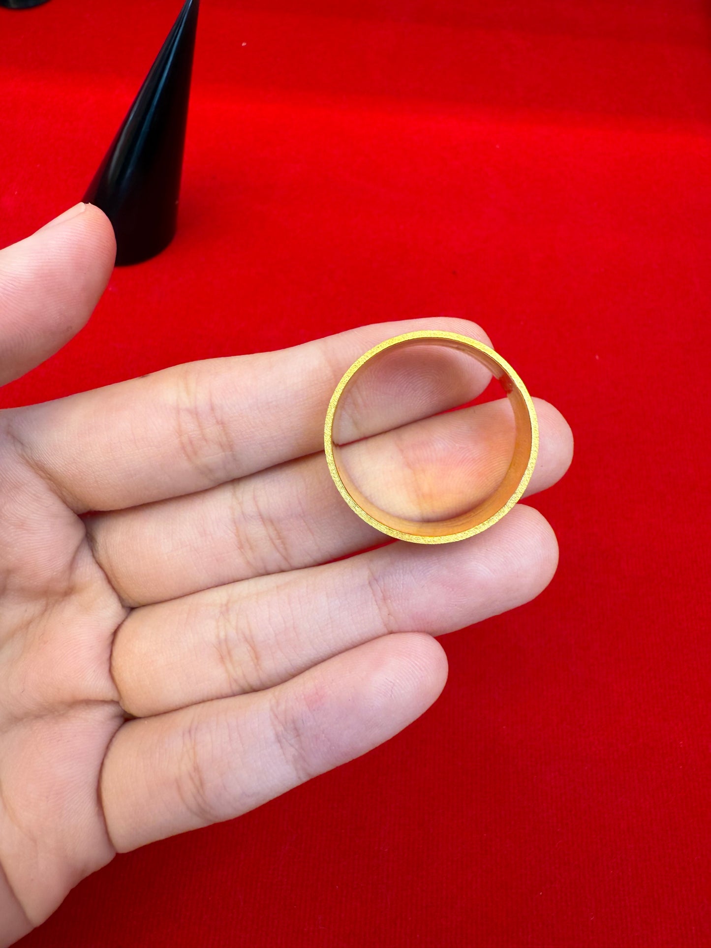 Brushed Flat Band Ring, 24K Gold