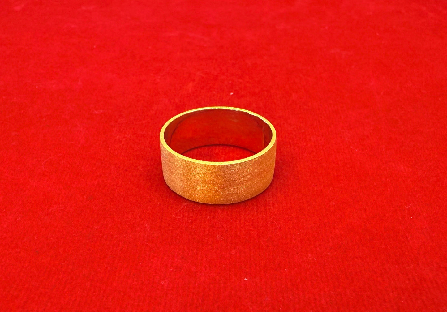 Brushed Flat Band Ring, 24K Gold