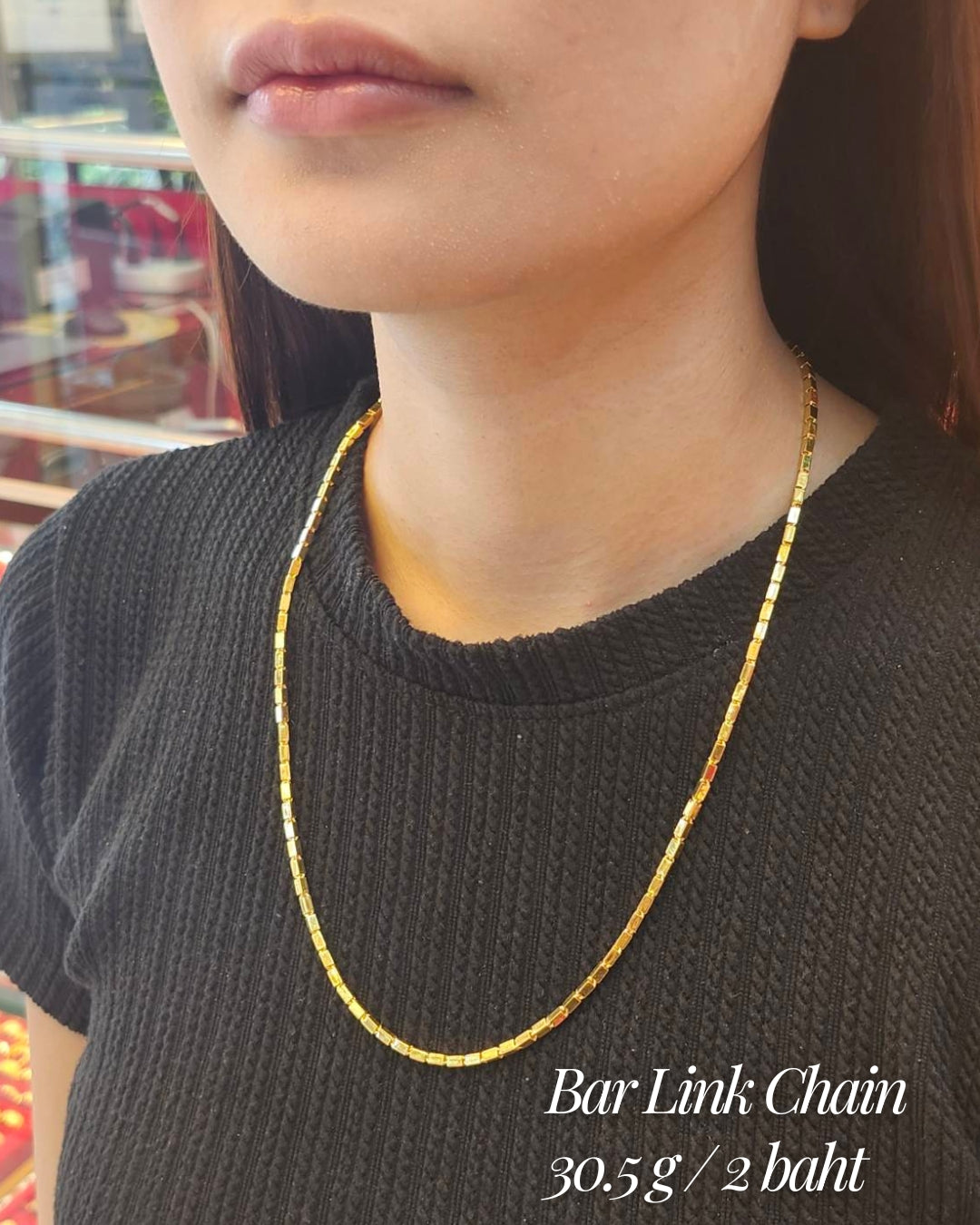 Bar Link Chain, 24K Gold