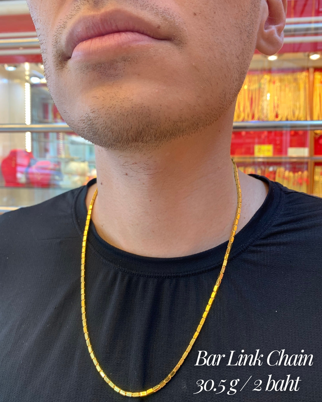 Bar Link Chain, 24K Gold