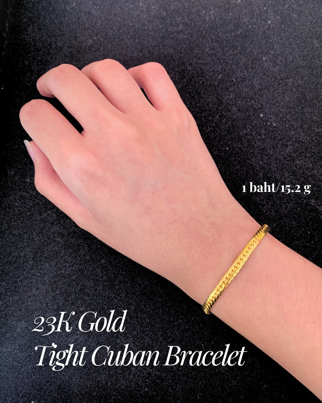 Tight Cuban Bracelet, 23K Gold