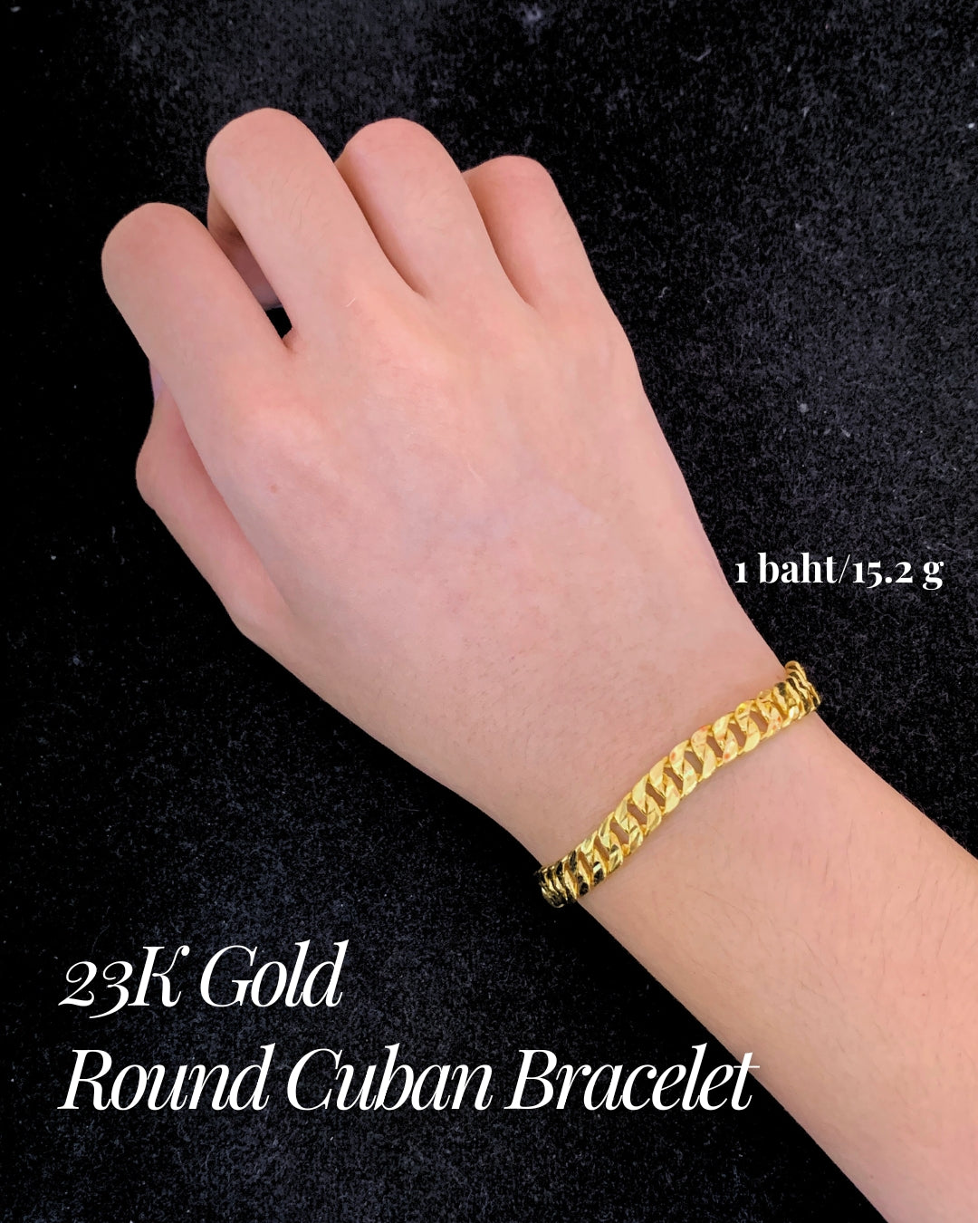 Round Cuban Bracelet, 23K Gold