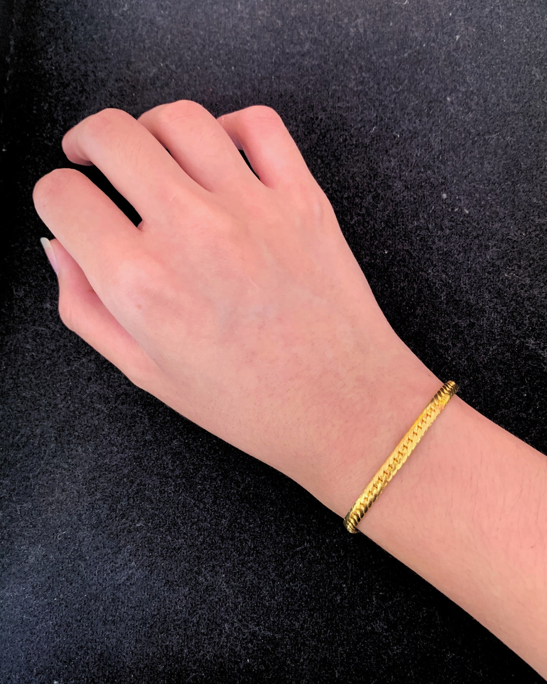 Tight Cuban Bracelet, 24K Gold