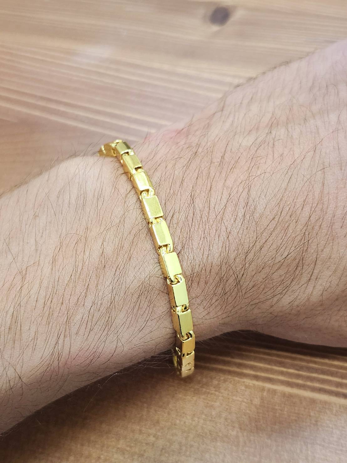 Bar Link Bracelet, 23K Gold