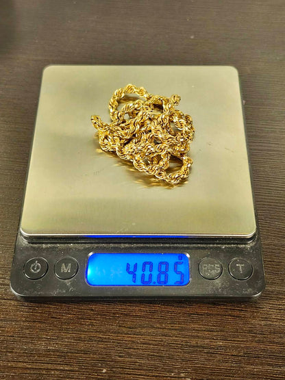 24", 40.85g, Rope Chain, 10k Gold