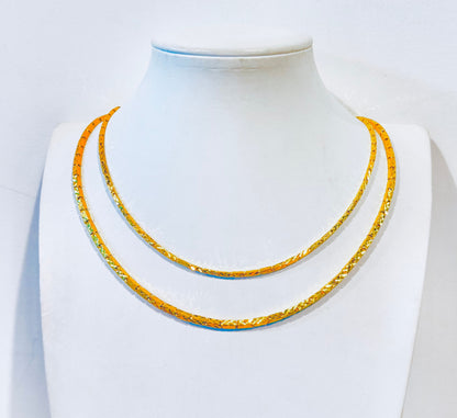 Bar Link Chain, Diamond-Cut, 24K Gold