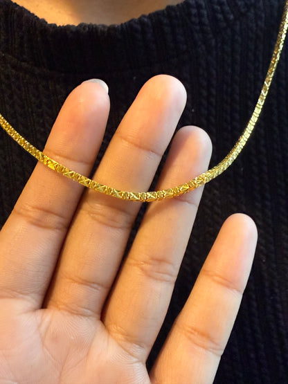 Diamond-Cut Box Link Chain, 23K Gold