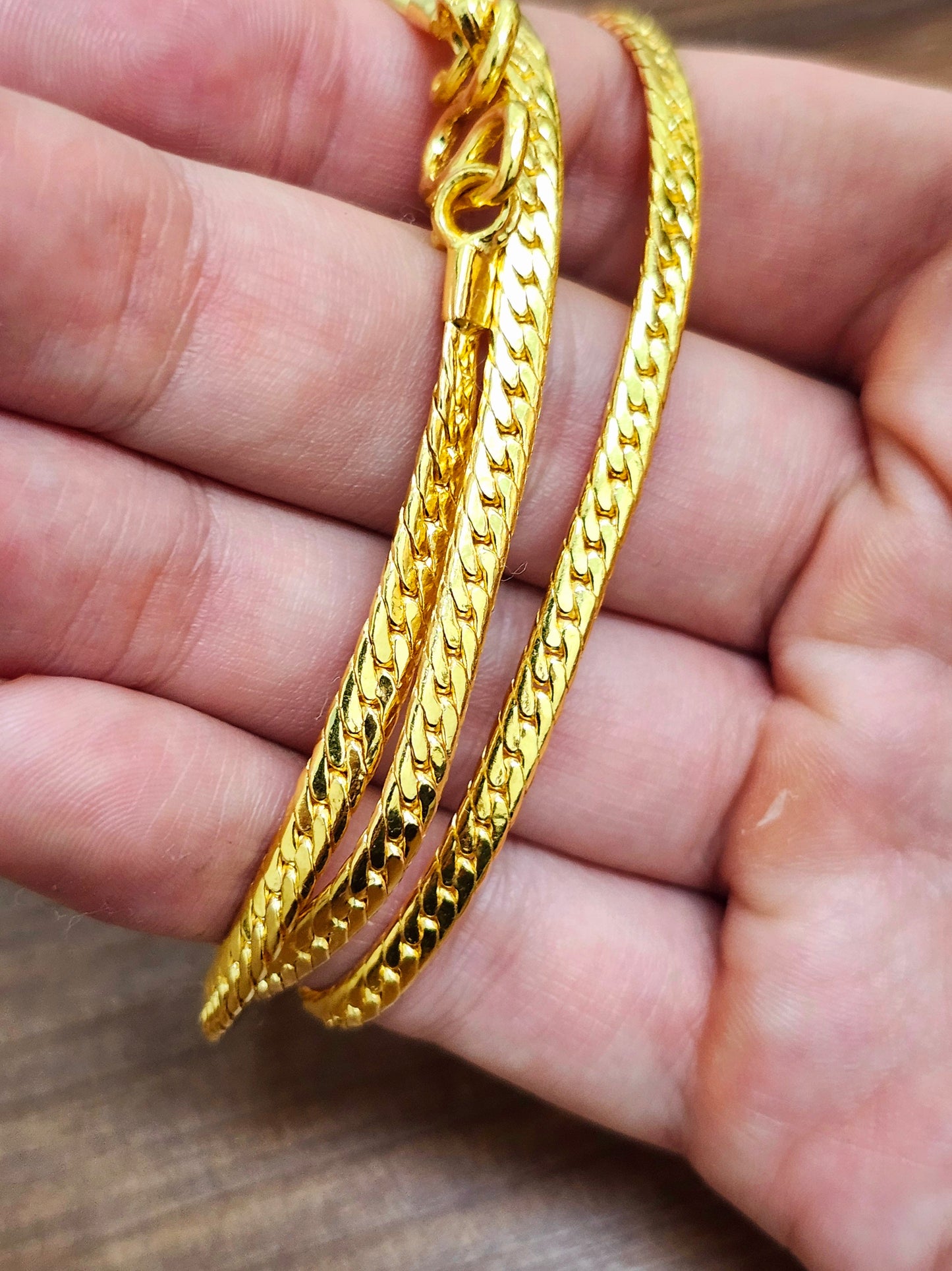 23k Thai Gold Tight Cuban Chain