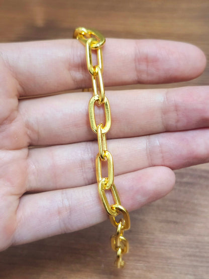 Paperclip Bracelet, 24k Gold