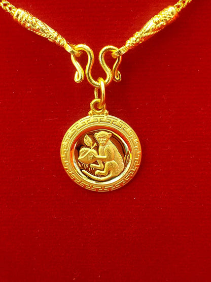 Monkey Pendant, 23K Gold