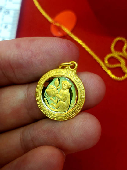 Monkey Pendant, 23K Gold