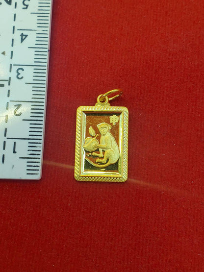 Monkey Pendant, 23K Gold