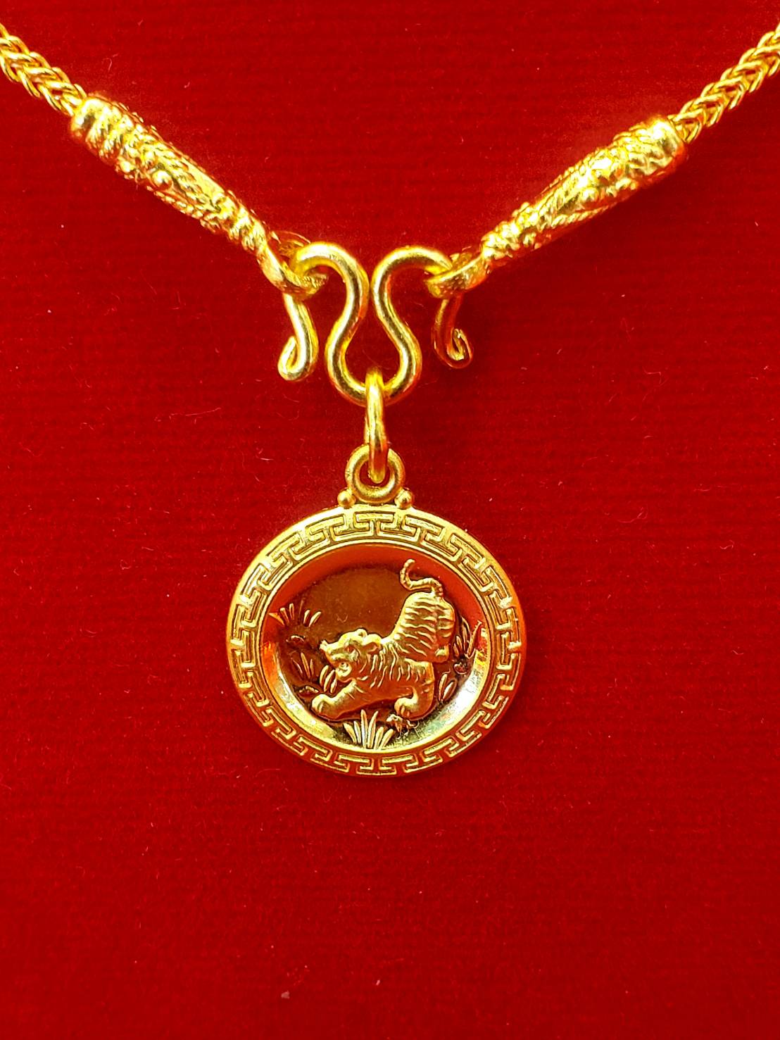 Tiger Pendant, 23K Gold