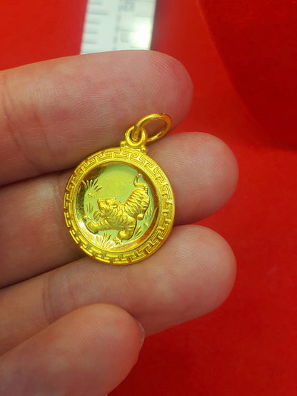 Tiger Pendant, 23K Gold