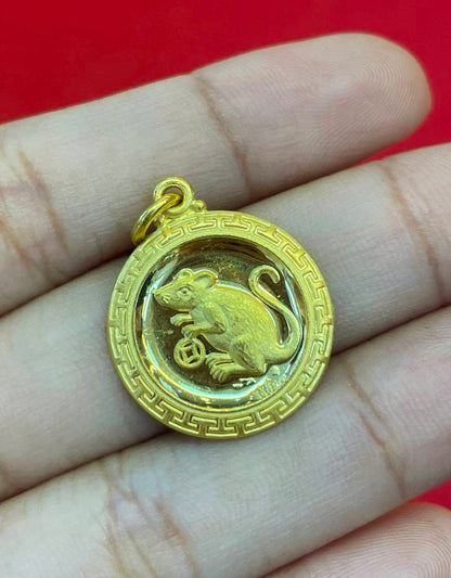 Rat Pendant, 23K Gold