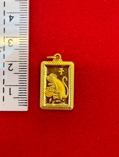 Rat Pendant, 23K Gold