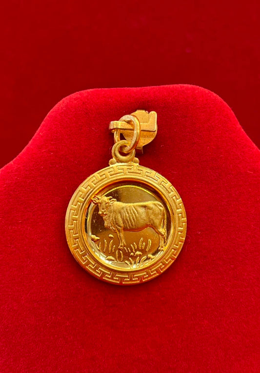 Ox Pendant, 23K Gold