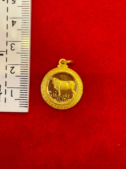 Ox Pendant, 23K Gold