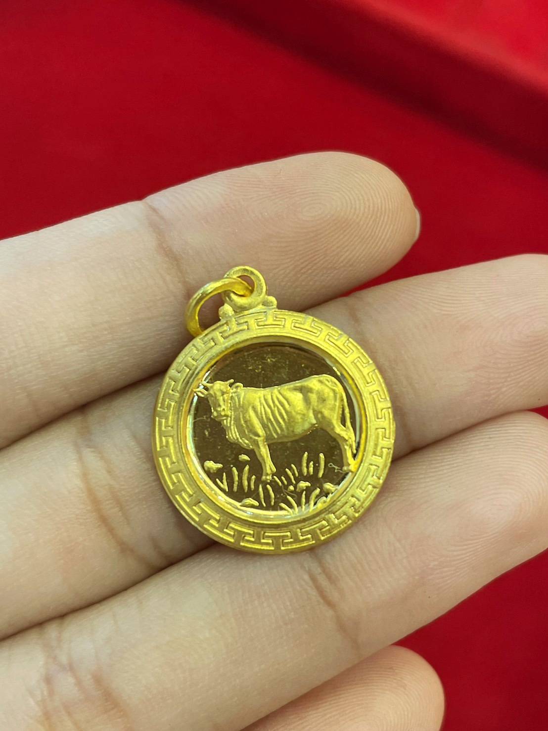 Ox Pendant, 23K Gold