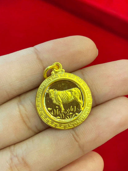 Ox Pendant, 23K Gold