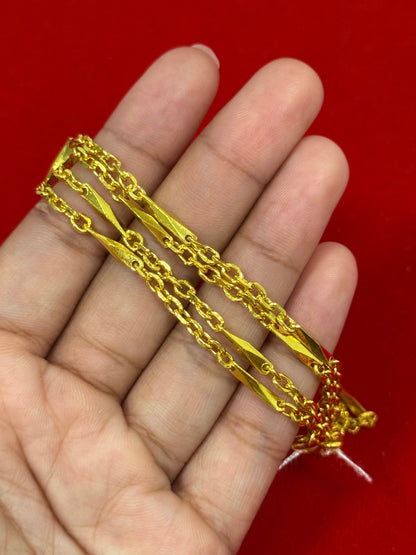 Mixed Link Chain, 24K Gold