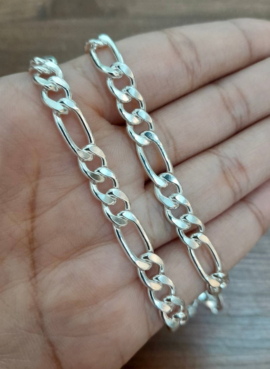 Heavy Figaro Chain, Sterling Silver