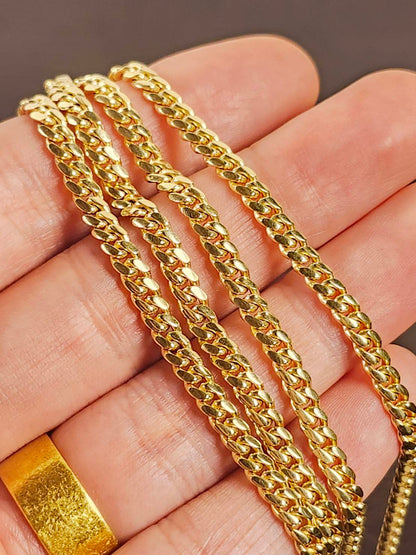 24", 28g, Miami Cuban Chain, 10k Gold