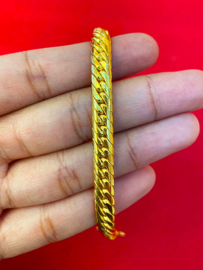 Tight Cuban Bracelet, 23K Gold