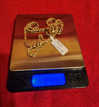 Rope Chain, 14k Gold, 2 Lobster Clasps