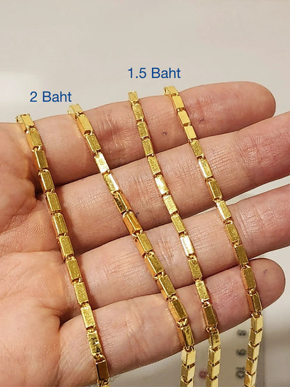 Bar Link Chain, 24K Gold