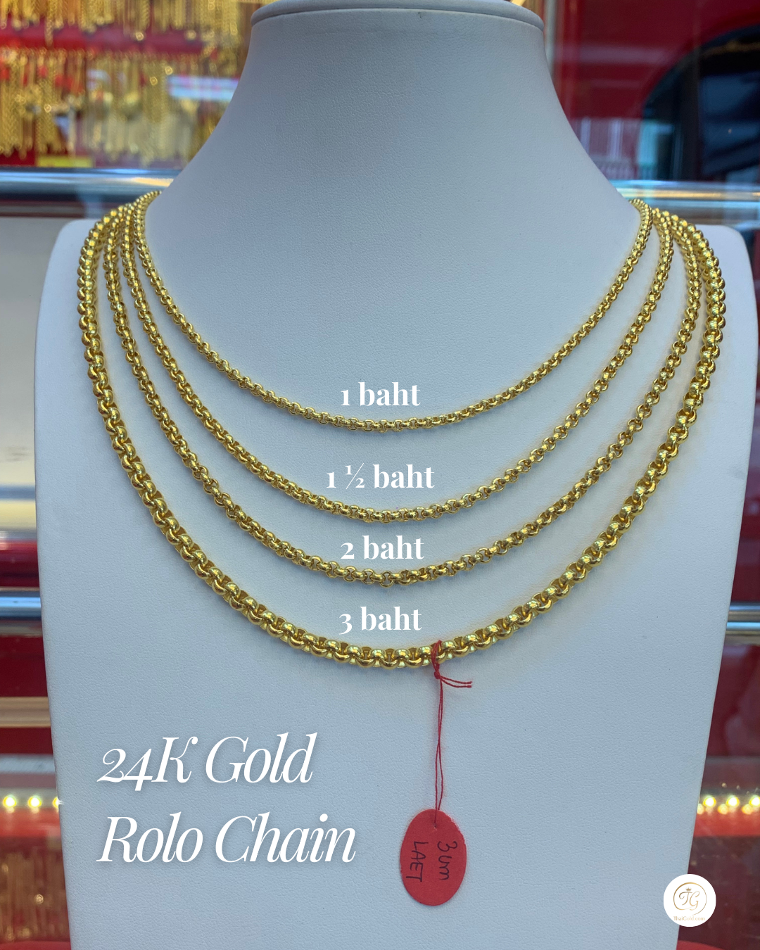 Rolo Chain, 24K Gold