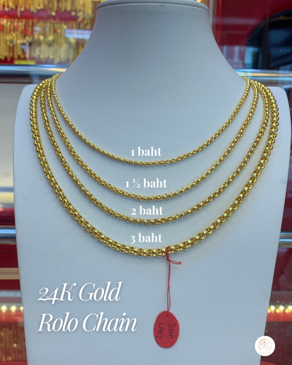 Rolo Chain, 24K Gold