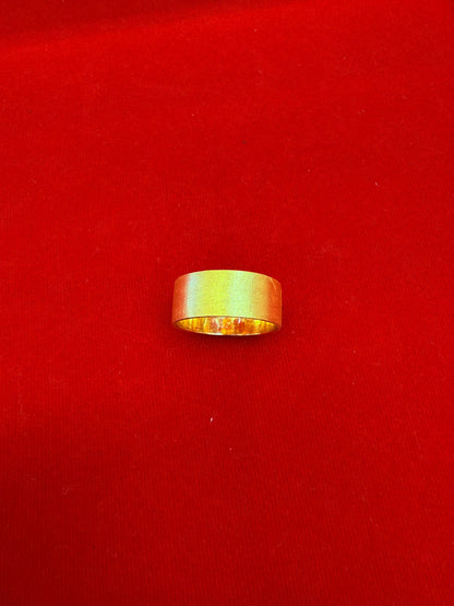 Brushed Flat Band Ring, 24K Gold