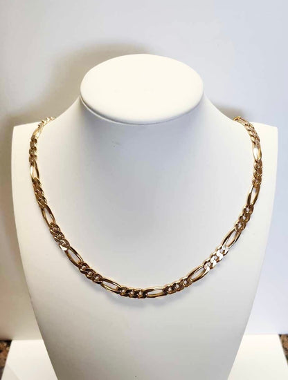 21“ Figaro Chain, 14K Gold