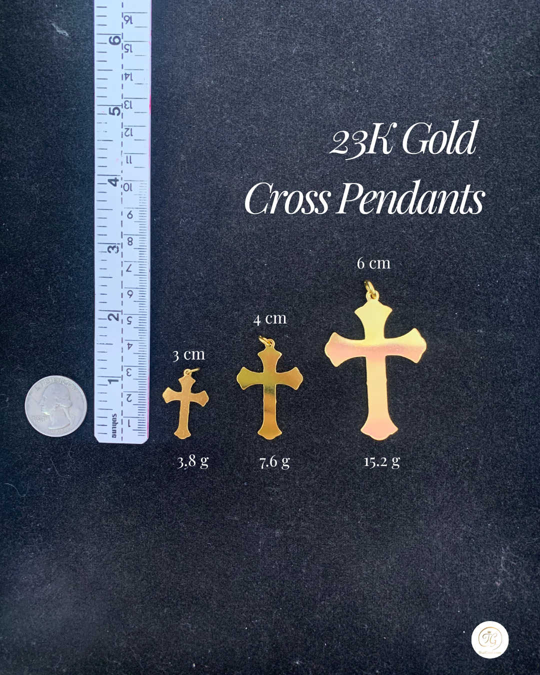 Smooth Cross Pendant, 23K Gold