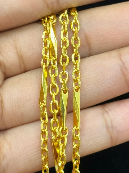 Mixed Link Chain, 24K Gold