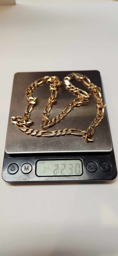 21“ Figaro Chain, 14K Gold