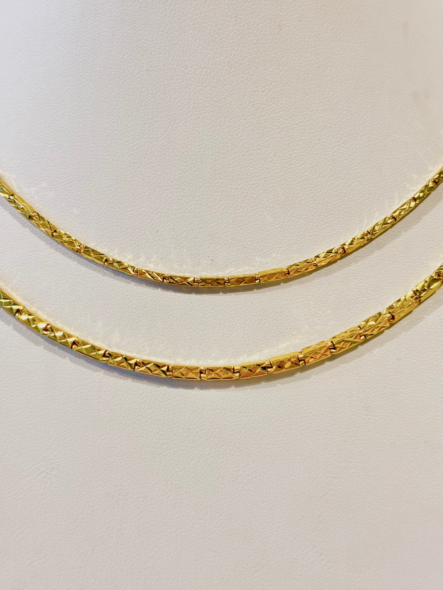 Bar Link Chain, Diamond-Cut, 24K Gold