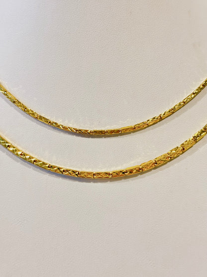 Bar Link Chain, Diamond-Cut, 24K Gold