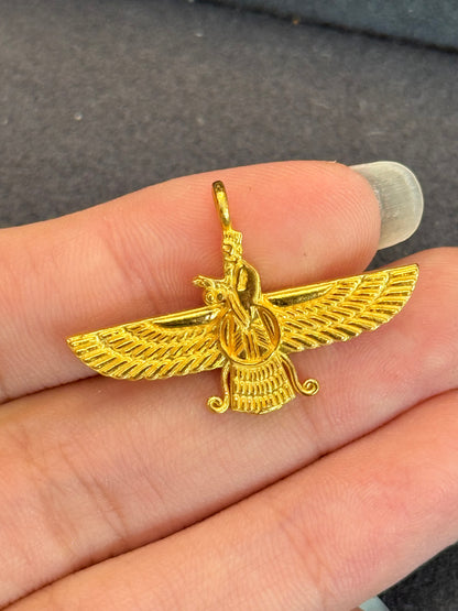 Asho Faravahar Pendant, 24K Gold