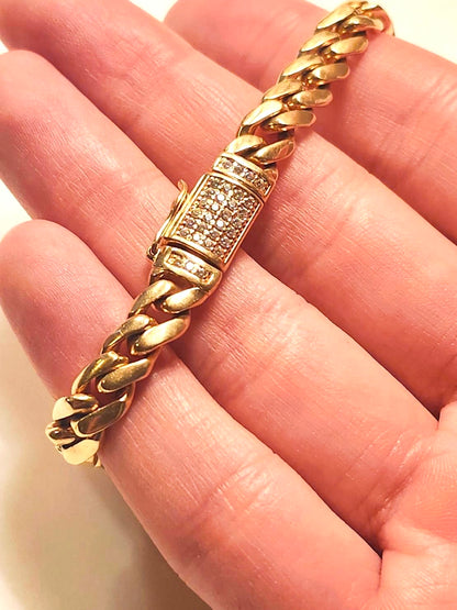 7.5", Cuban Bracelet, 18k Gold