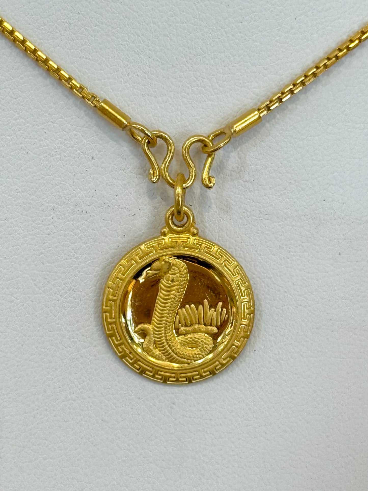 Year of the Snake, Chinese Zodiac Pendant, 23k Gold