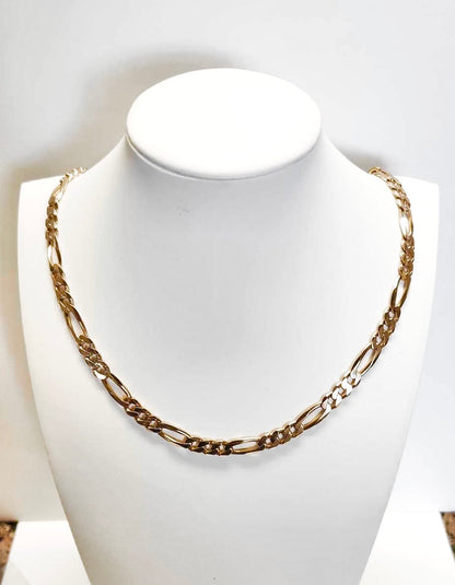 21“ Figaro Chain, 14K Gold