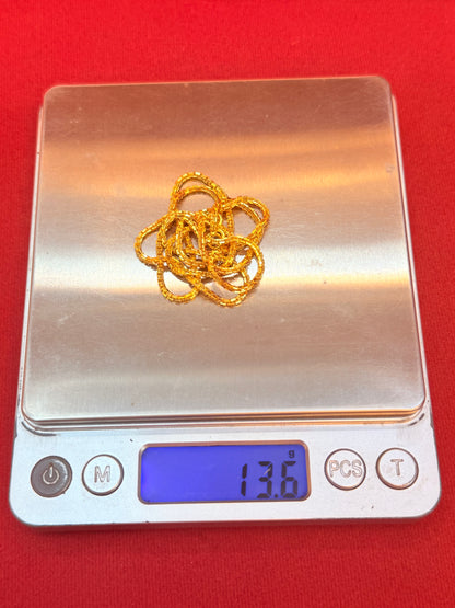 13.6g, 20”, Box Chain, 23K Gold
